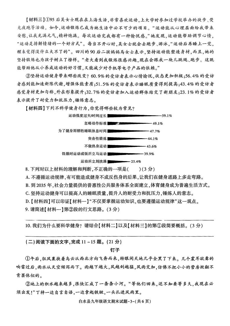 陕西省渭南市白水县2024-2025学年九年级上学期期末语文试题第3页