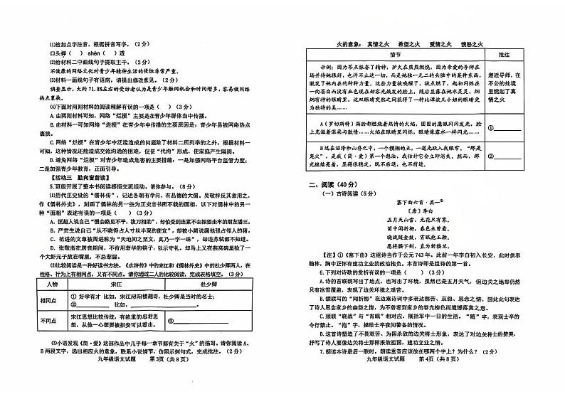 山东省烟台栖霞市（五四制）2024-2025学年九年级上学期期末考试语文试题第2页