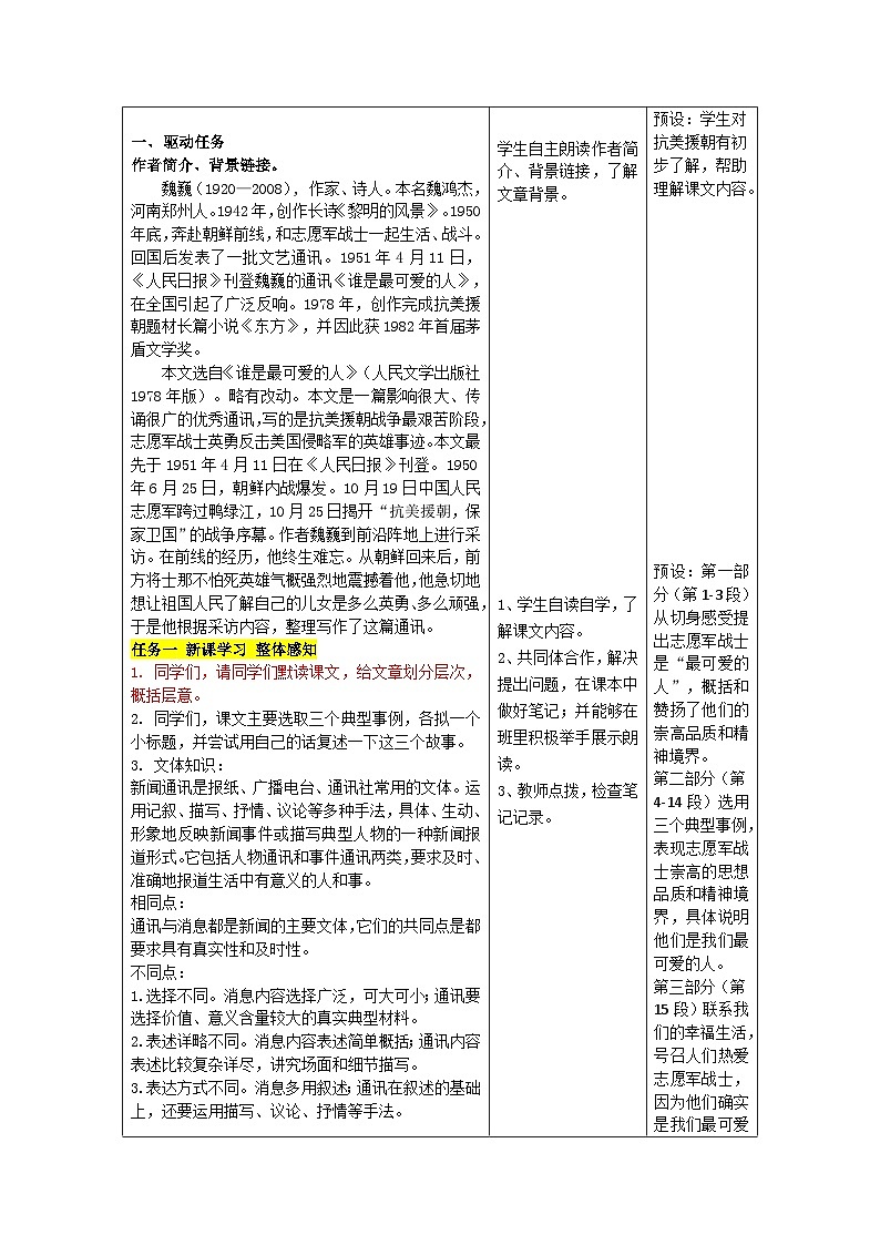 部编版七年级语文下册第二单元《谁是最可爱的人》教学设计第2页