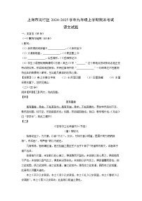 2024-2025学年上海市闵行区九年级上学期期末考试语文试卷（解析版）