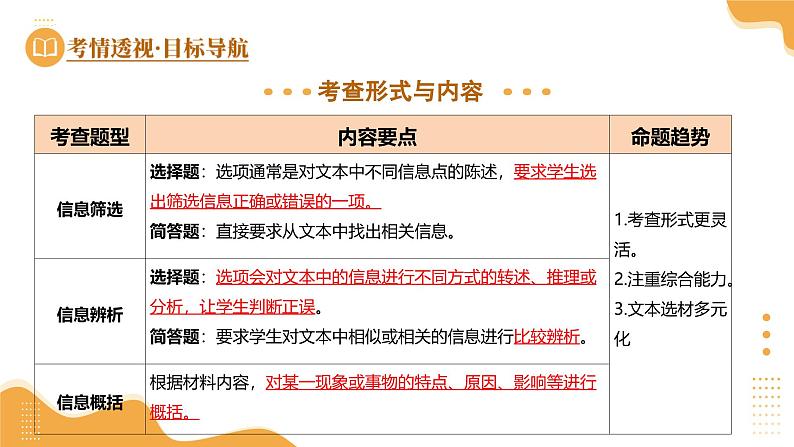 2025年中考语文一轮复习现代文阅读第19讲  信息的筛选、辨析、概括 课件第5页