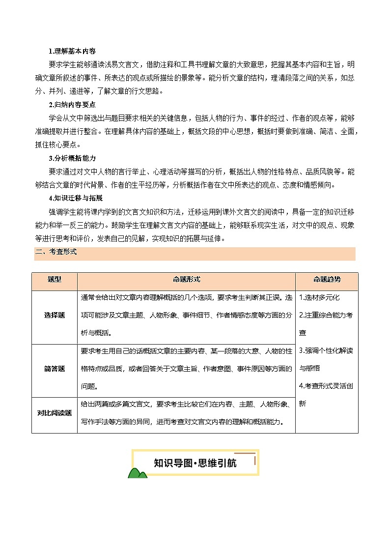 2025年中考语文一轮复习古代诗文阅读第 第08讲 内容理解与概括（讲义）（原卷版）第2页