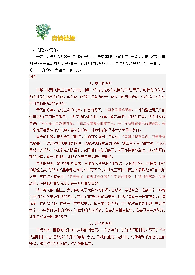 主题06 光的力量和召唤-备战2025年中考语文作文每日范文必背(2月刊)讲练-教习网|试卷下载