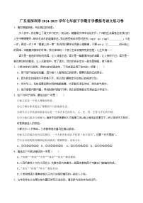 广东省深圳市名校2024-2025学年七年级下学期开学模拟检测 语文练习卷（含解析）