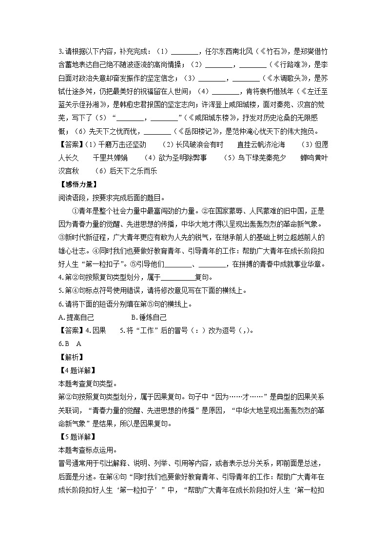 陕西省汉中市宁强县2024-2025学年九年级(上)期末考试语文试卷（解析版）第2页
