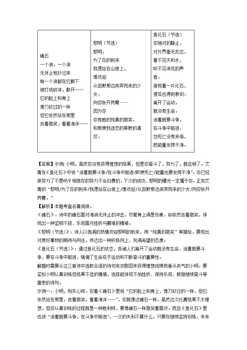 浙江省金华市婺城区2024-2025学年九年级(上)期末考试语文试卷（解析版）第3页