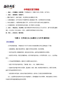 专题50 文学类文本之标题含义与作用（讲练）-2025年中考语文一轮复习精讲精练（全国通用）