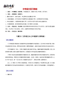 专题55 文学类文本之环境描写（讲练）-2025年中考语文一轮复习精讲精练（全国通用）