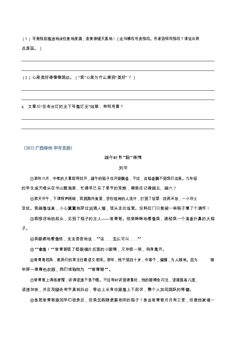 中考语文真题汇编专题——记叙文阅读02第3页