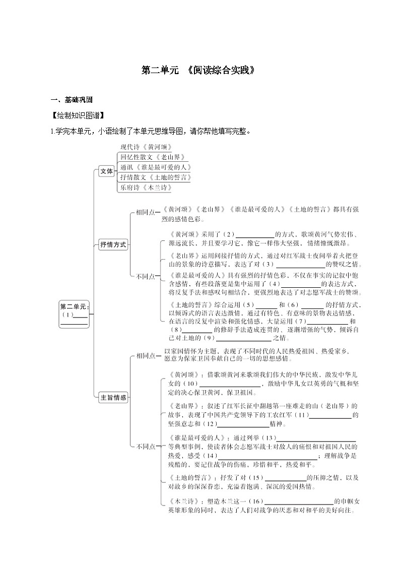 第二单元 阅读综合实践（练习）（含答案解析）第1页