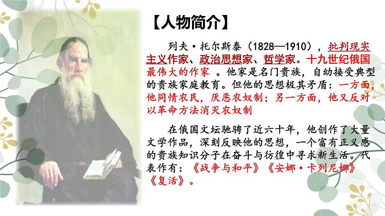 统编版语文七年级下学期第3课《列夫托尔斯泰》教学课件第6页