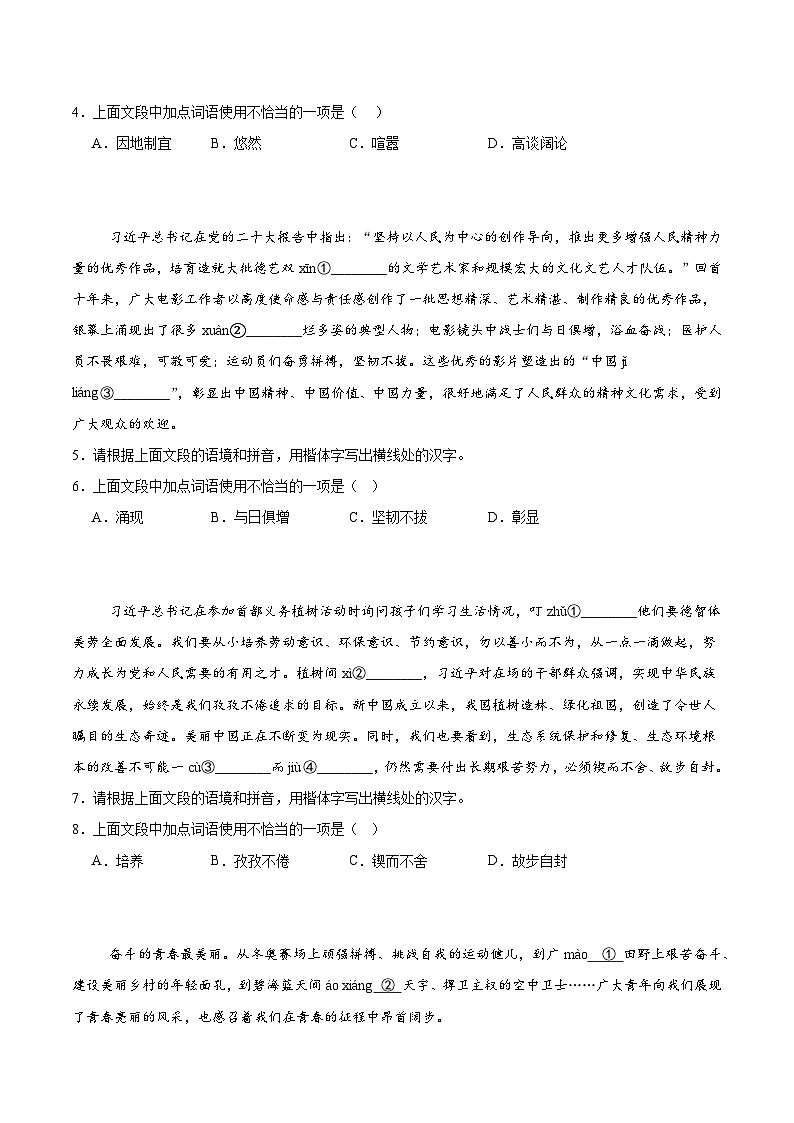 2025年中考语文一模考前复习：基础知识综合+名篇名句默写 刷题练习题汇编（含答案、解析）第2页