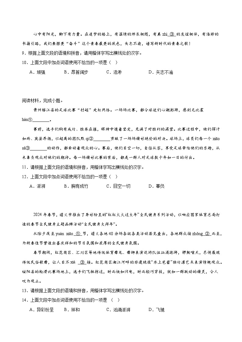 2025年中考语文一模考前复习：基础知识综合+名篇名句默写 刷题练习题汇编（含答案、解析）第3页