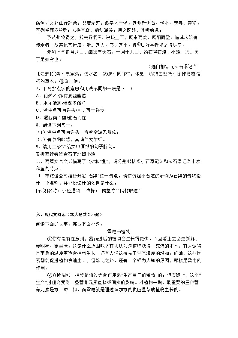 广东省茂名市高州市第一中学附属实验中学2024-2025学年八年级下学期开学考试 语文试题（含解析）第3页
