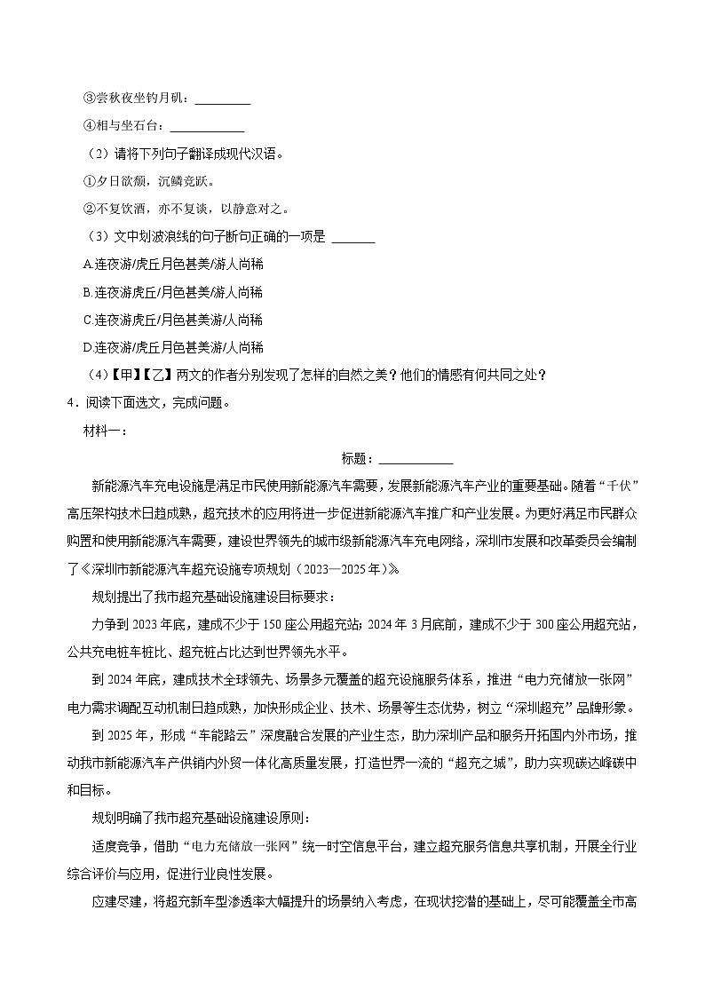 广东省深圳市2024-2025学年八年级下学期开学适应性模拟测试 语文练习卷第3页