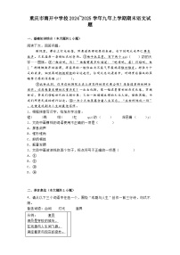 重庆市南开中学校2024~2025学年九年上学期期末语文试题