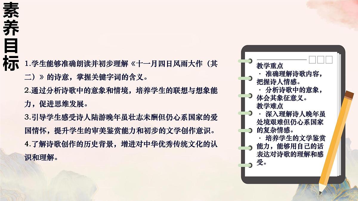七年级语文上册第六单元 课外古诗词 十一月四日风雨大作 课件第2页