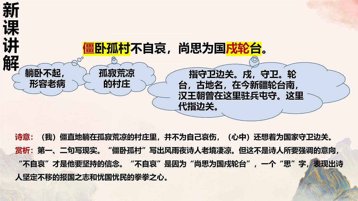 七年级语文上册第六单元 课外古诗词 十一月四日风雨大作 课件第6页