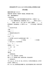 2024-2025学年青海省西宁市九年级上学期期末考试语文试卷（解析版）