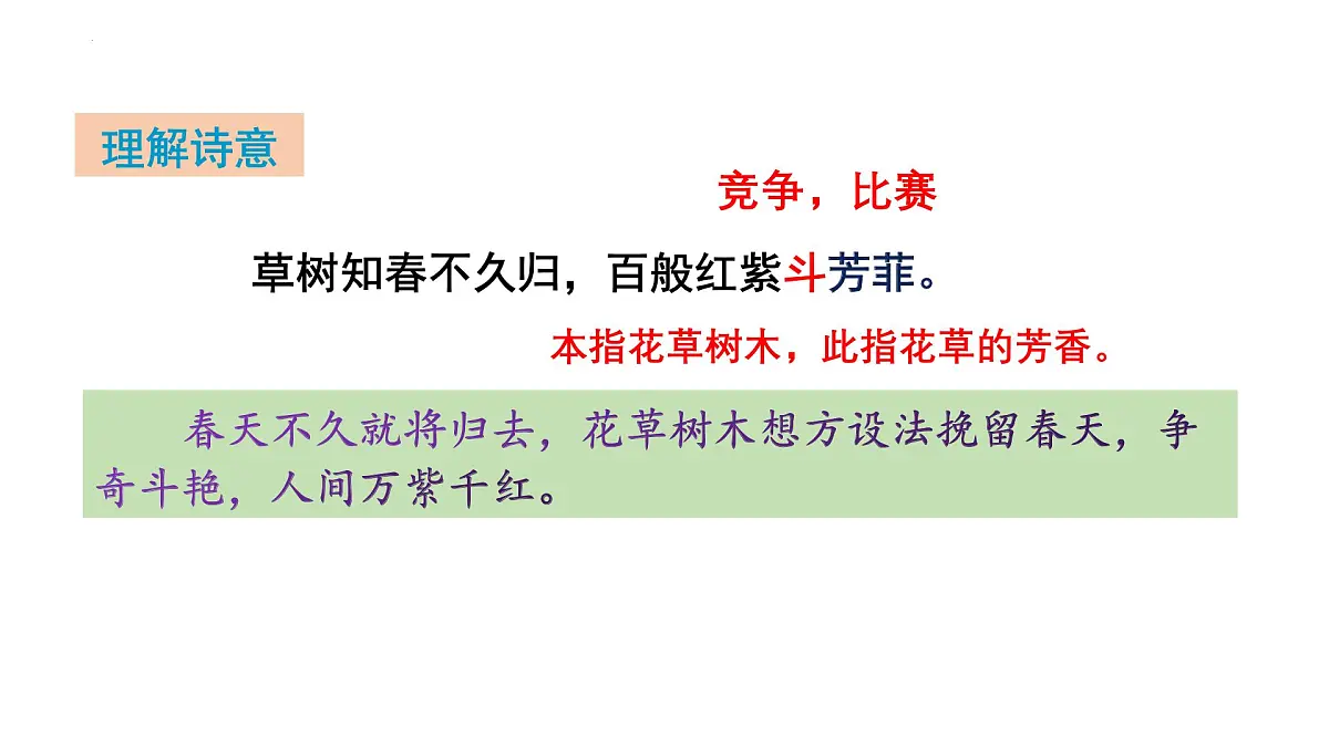 部编版 2024-1025年第二学期 语文 七年级下册 第三单元 课外古诗词诵读《晚春》课件第8页