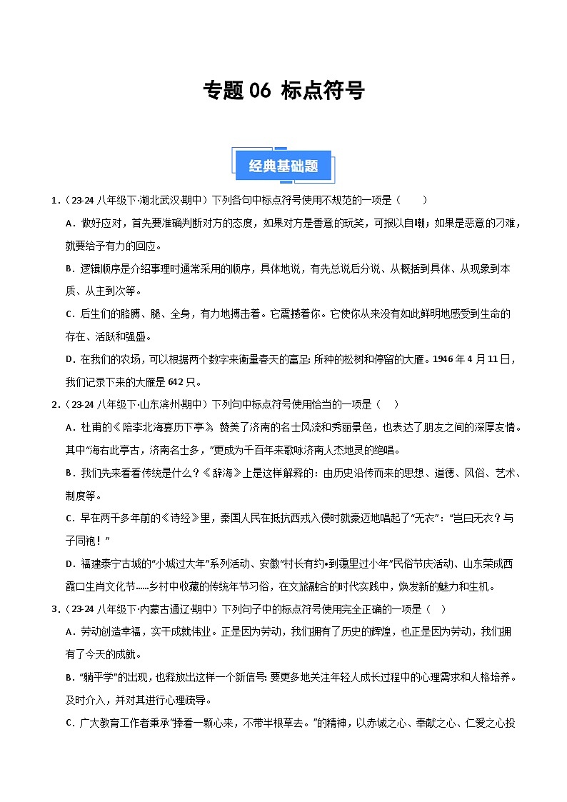 专题06 标点符号（原卷版）第1页