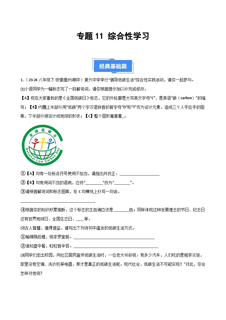 专题11 综合性学习（原卷版）第1页