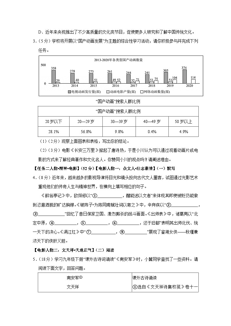 2024-2025学年河北省邯郸市中考语文模拟检测试卷（一模）（附答案）第2页