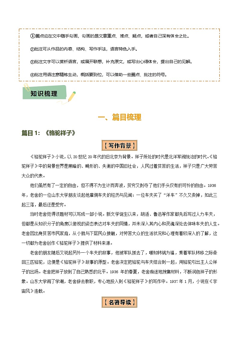 专题11 《骆驼祥子》《海底两万里》（8份思维导图+2部名著梳理+5点阅读技巧+5点复习方法）（原卷版）第3页