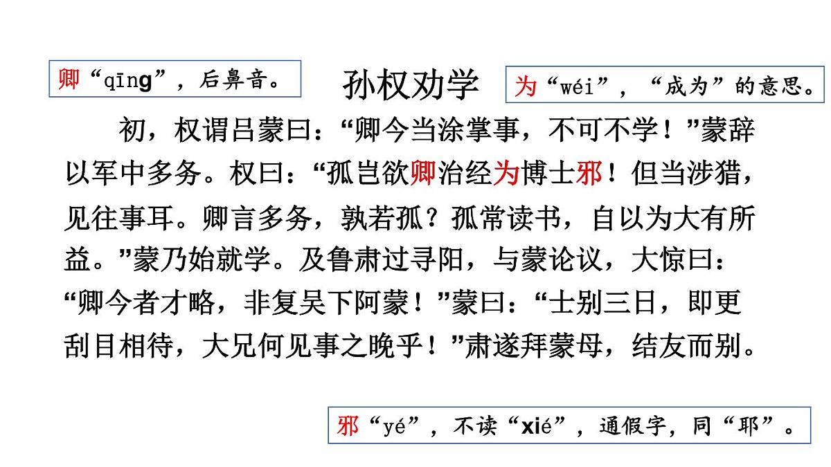 初中语文新人教部编版七年级下册第一单元4 孙权劝学教学课件2025春第5页