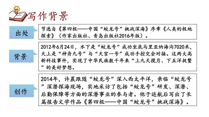 初中语文新人教部编版七年级下册第六单元23 “蛟龙”探海教学课件2025春第6页