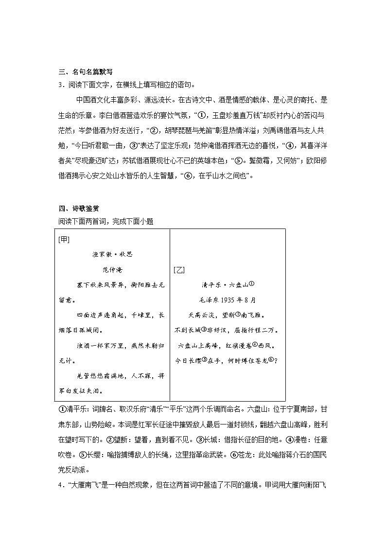 河北省邢台市信都区邢台市第十九中学2024-2025学年九年级下学期3月月考语文试题（含答案）第3页
