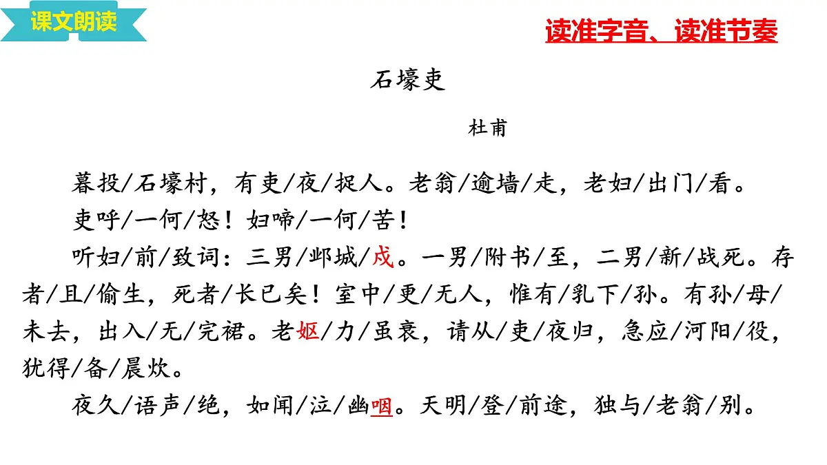 统编版八年级语文下册第六单元第24课 《唐诗三首 ：石壕吏》课件第7页