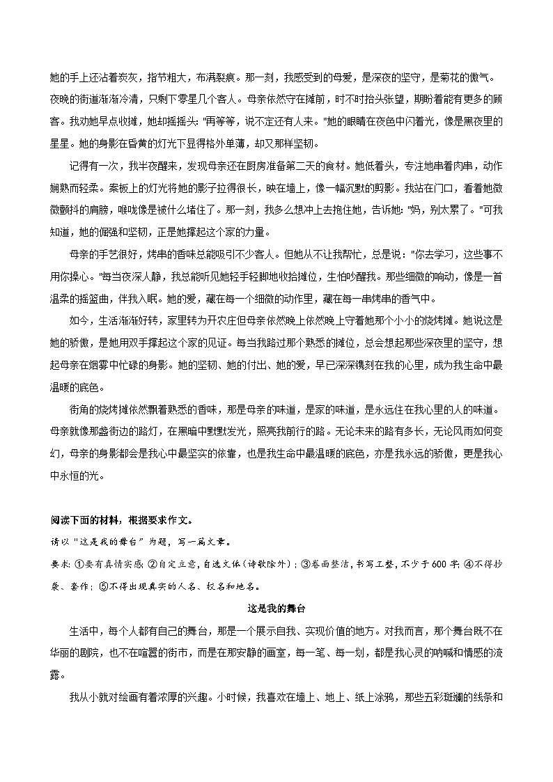 08 《丢失》《住在我心里的人》《这是我的舞台》《把诗意写进青春里》《秋笺》-2025年中考语文作文精彩范文讲练（全国通用）第3页