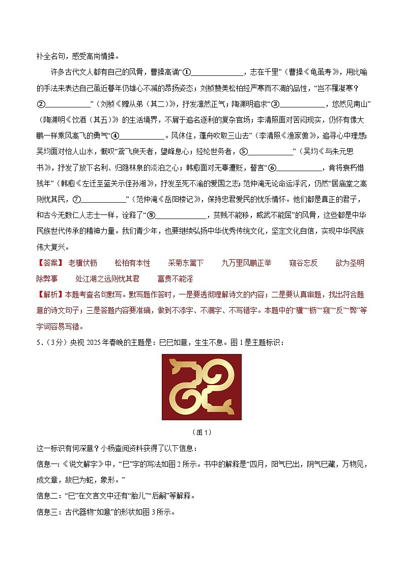 2025年中考第一次模拟考试卷：语文（湖北卷）（解析版）第3页