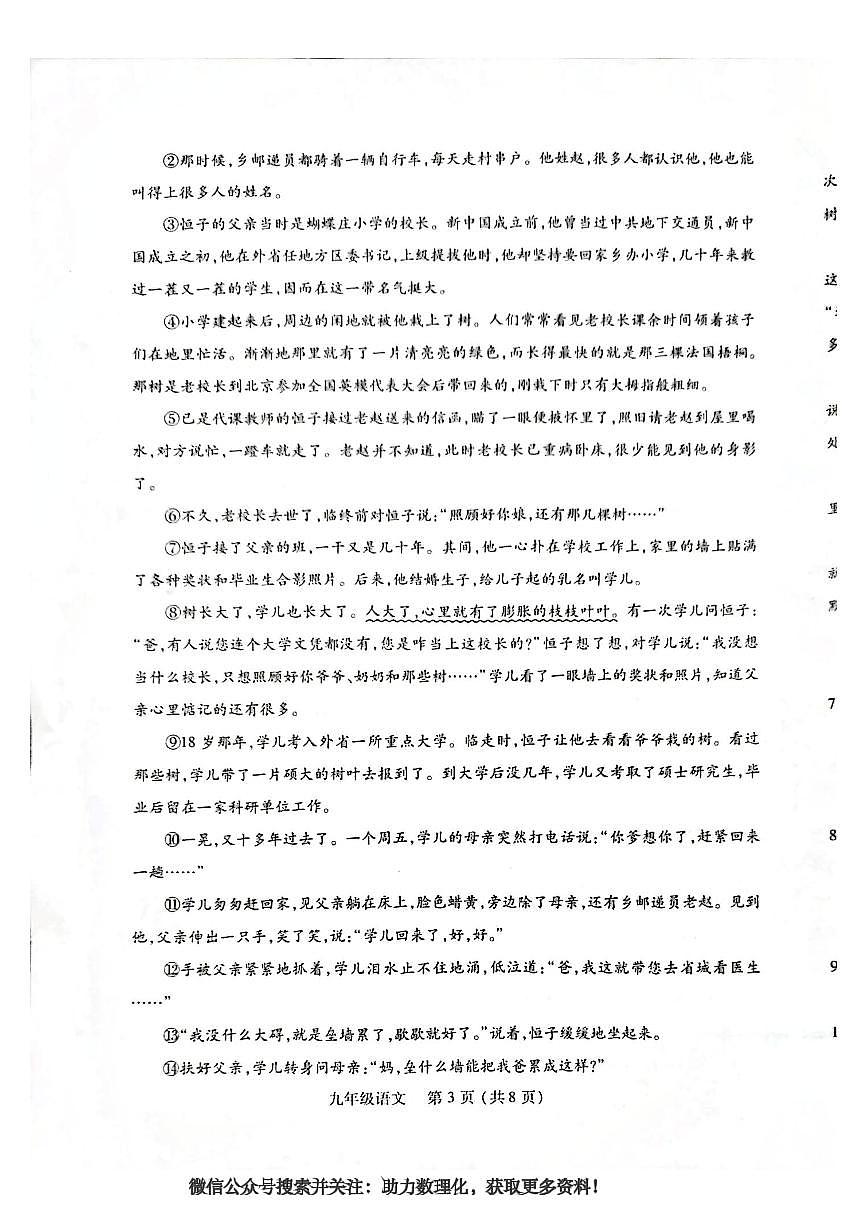 2025年河南省洛阳市伊川县中考一模语文试题第3页