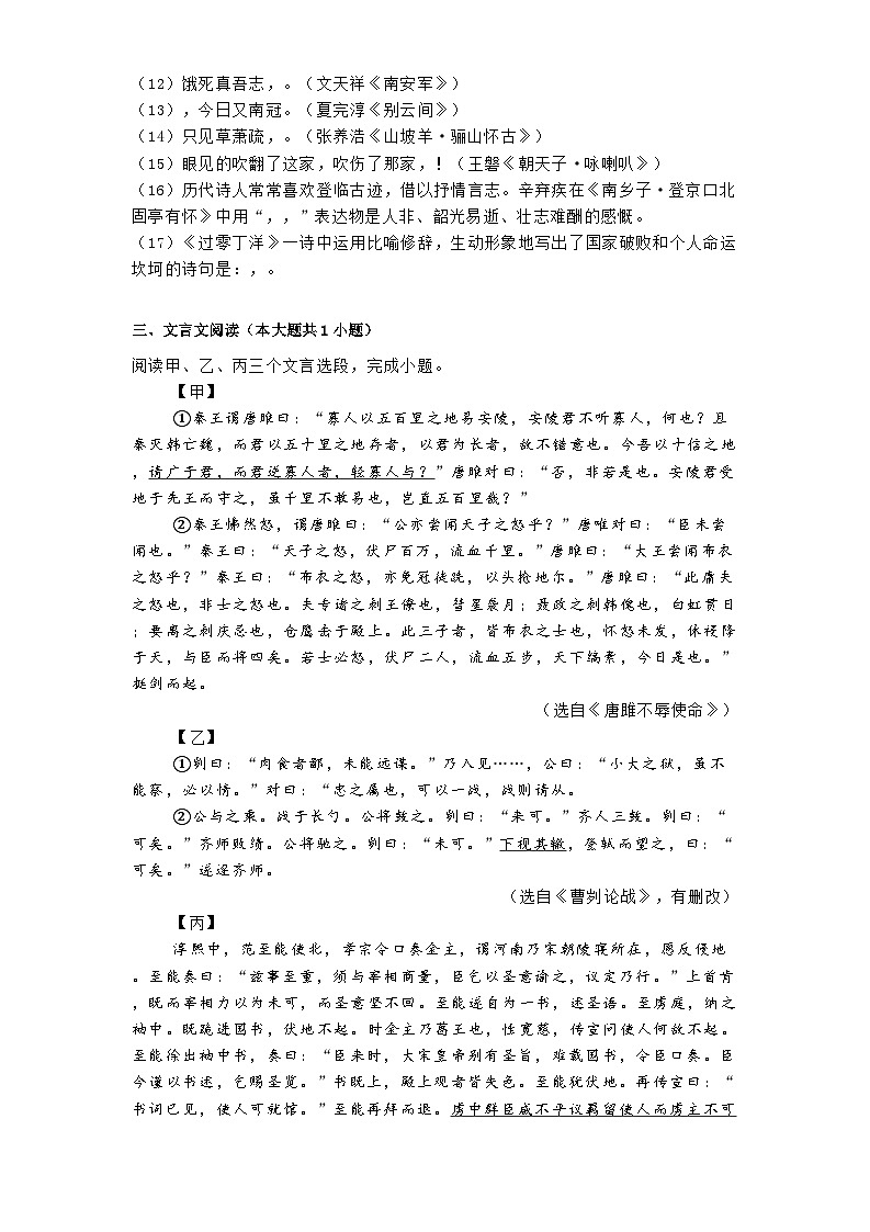 广东省深圳市南山区南山外国语学校（集团）2025年中考一模语文试题（含答案）第2页