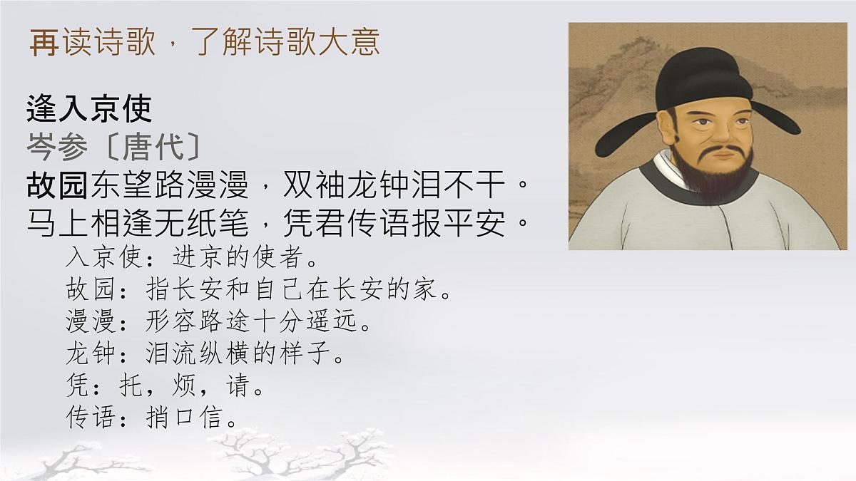 统编版（部编版）（2024） 七年级下册（2024） 第三单元 课外古诗词诵读《逢入京使》 课件第5页
