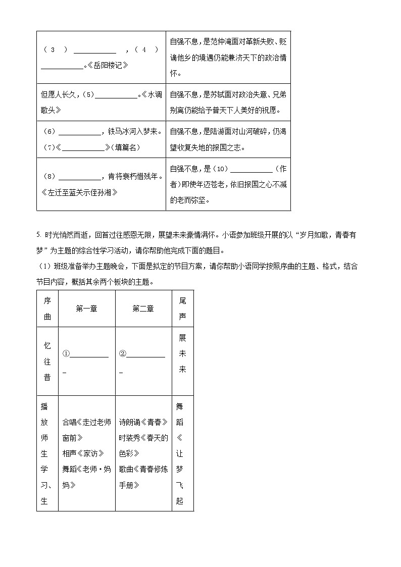 江苏省宿迁市沭阳县乡镇联考2024-2025学年九年级下学期3月月考语文试题（原卷版+解析版）第2页