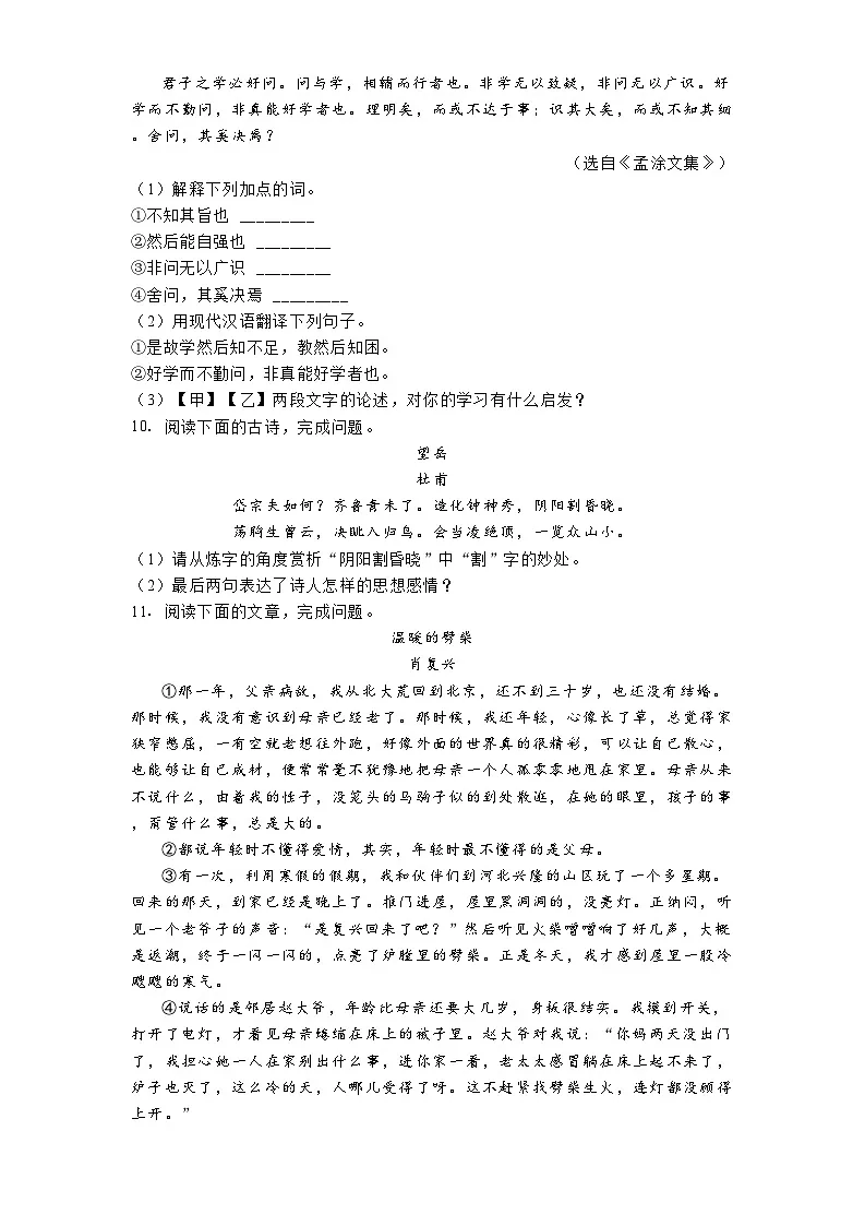 湖南省长沙一中2025年中考语文一模试题（含答案）第3页