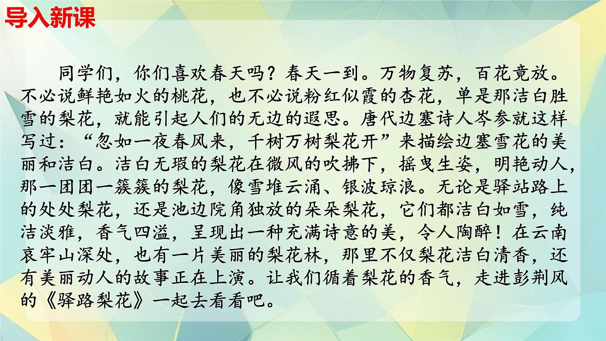 初中 语文 人教部编版（2024）七年级下册（2024）第四单元14 驿路梨花 课件第1页