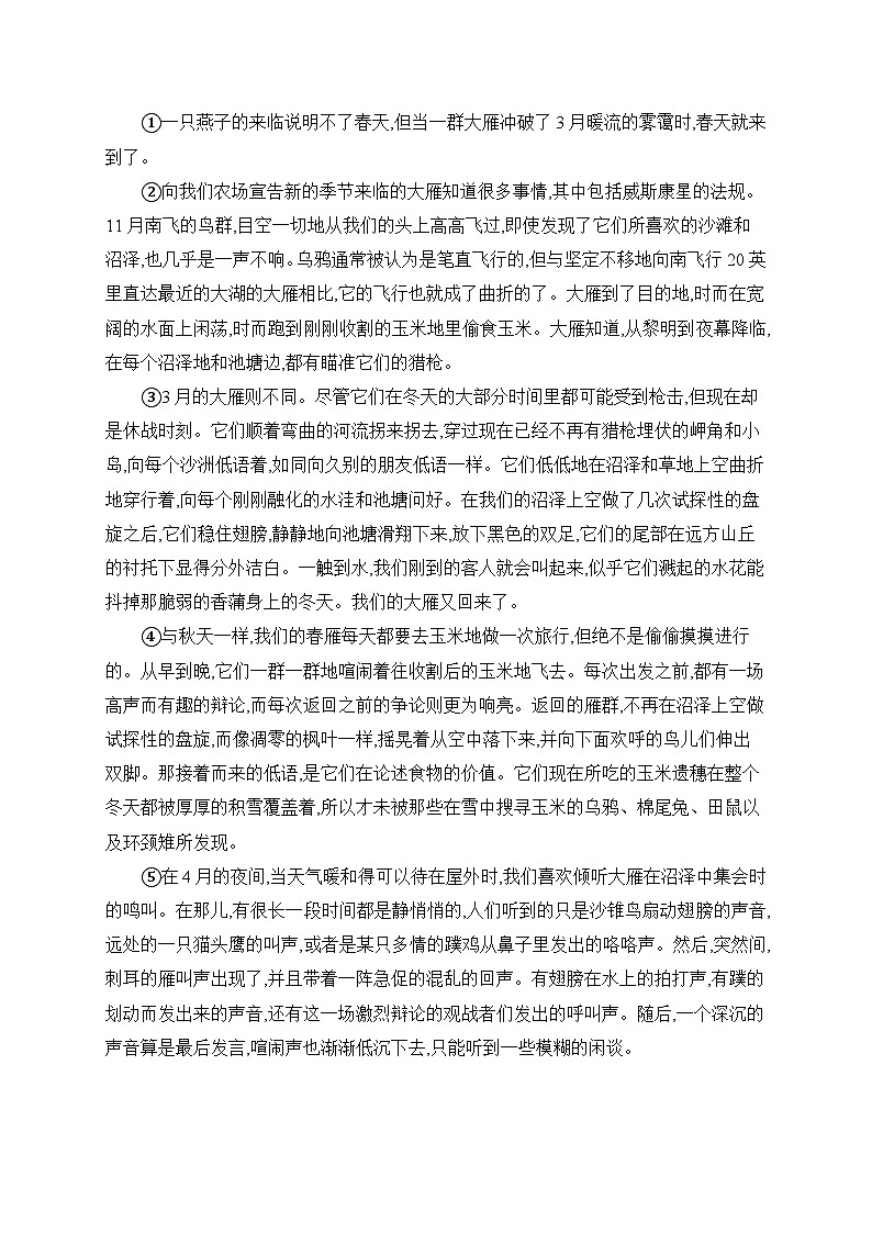 语文部编版（2024）七年级上册【课时作业】19 大雁归来（含答案）第2页