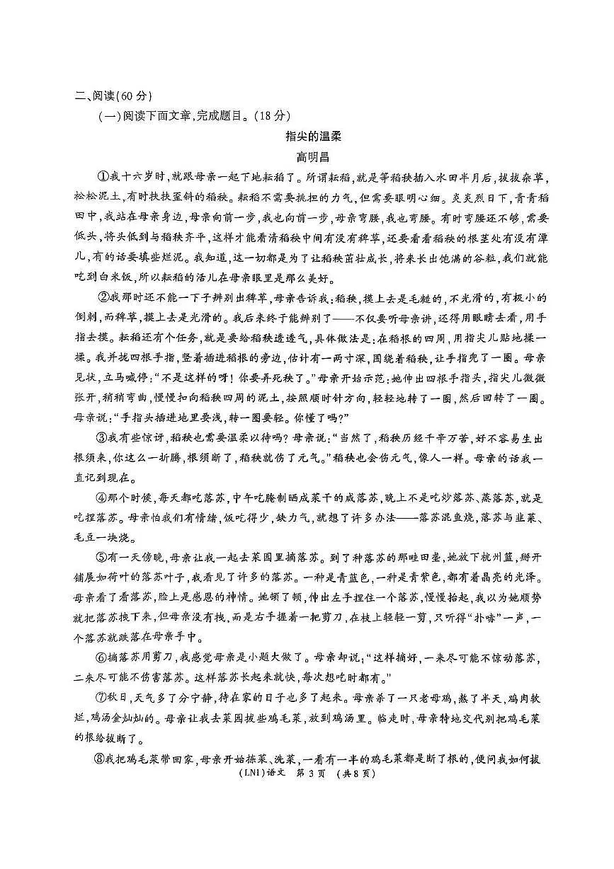 甘肃省陇南市武都区2024-2025学年九年级下学期4月月考语文试题第3页
