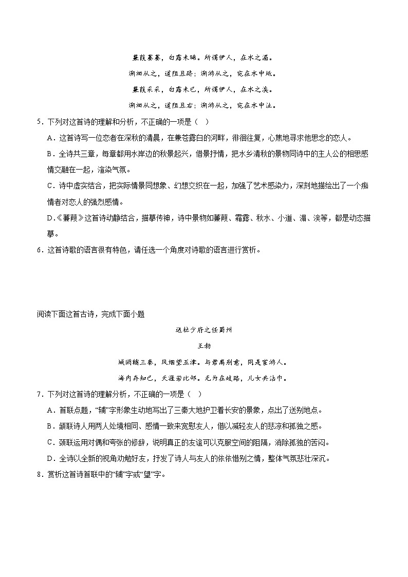 专项06  诗歌鉴赏（附答案）2024—2025学年八年级语文下册期中专项训练（全国版）第2页