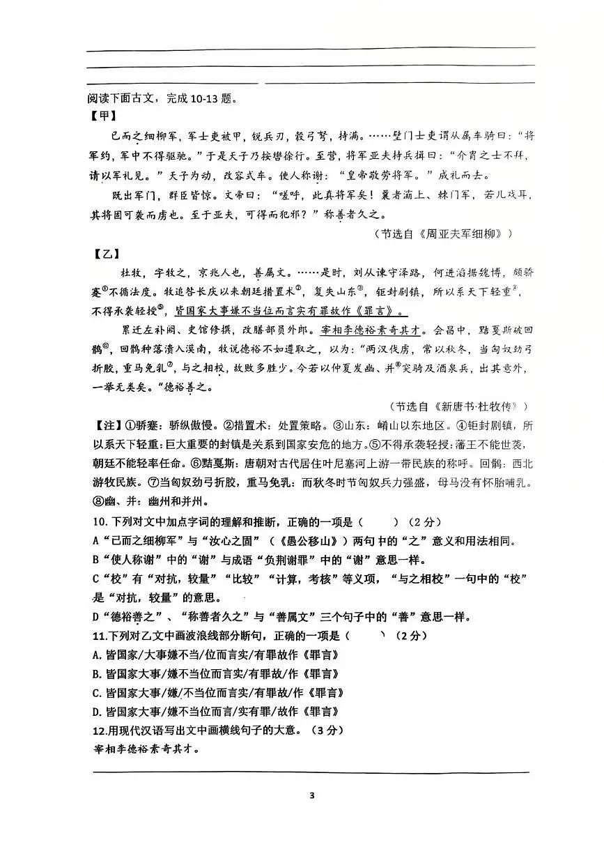 湖南省长沙市一中岳麓中学2024-2025学年八年级下学期期末考试语文试卷第3页