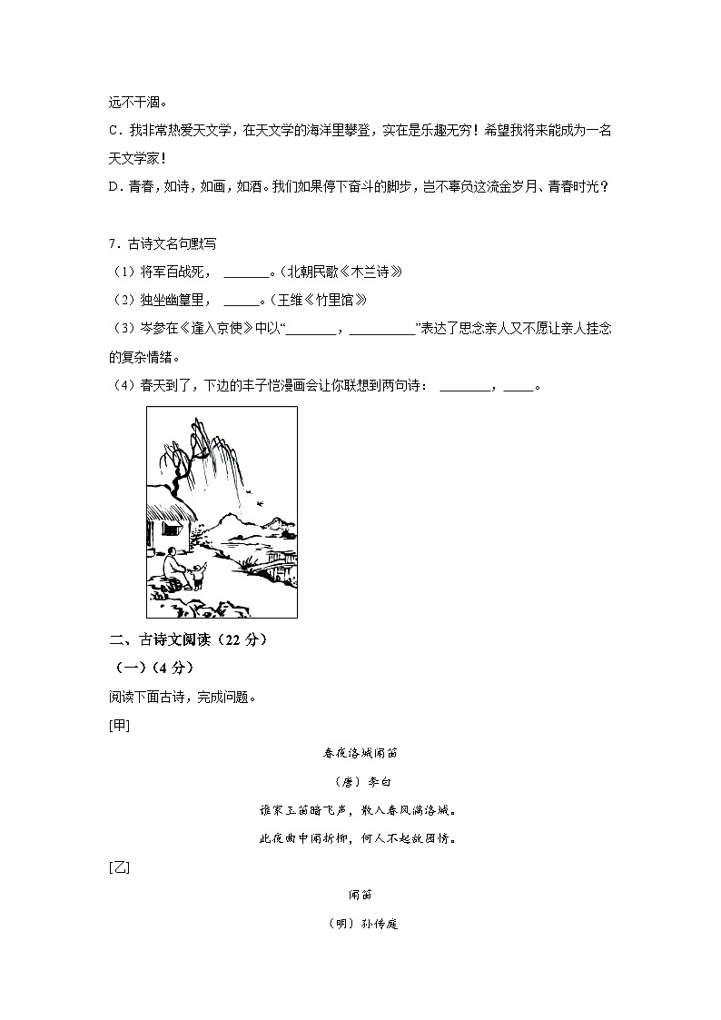 2024-2025学年七年级语文下学期期中模拟卷01第3页