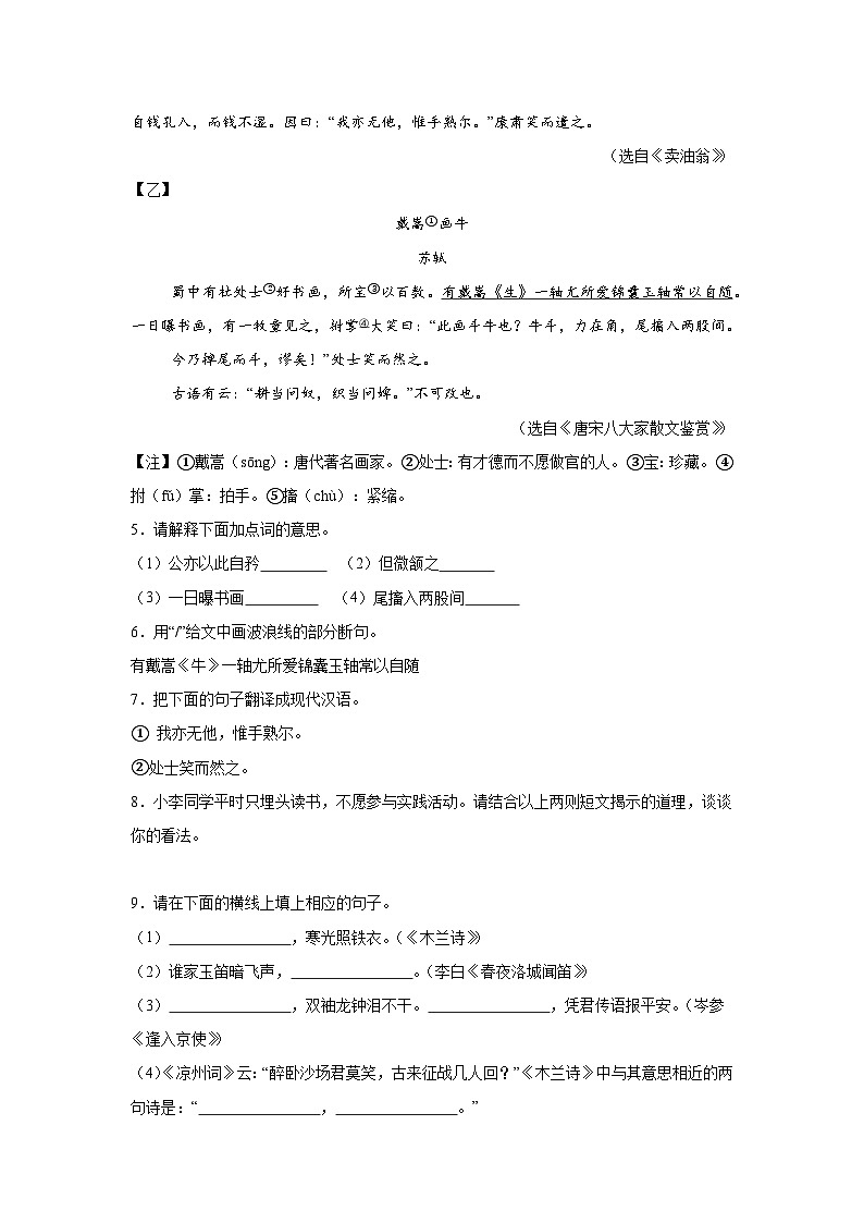 2024-2025学年七年级语文下学期期中模拟卷06第3页