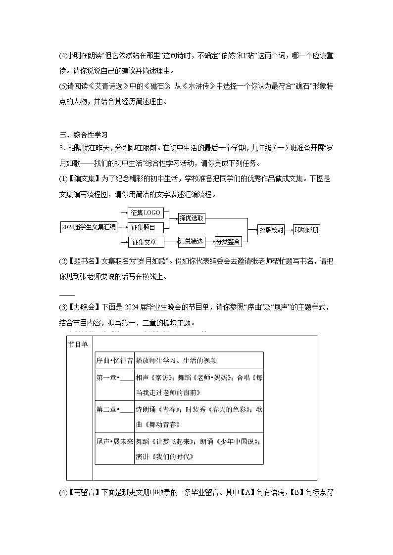 2024年安徽省合肥市新站区中考一模语文试题（含答案）第2页