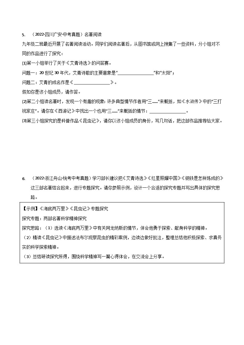 专题08整本书阅读（9） 《艾青诗选》-三年（2022-2024）中考语文真题分项汇编（全国）第3页