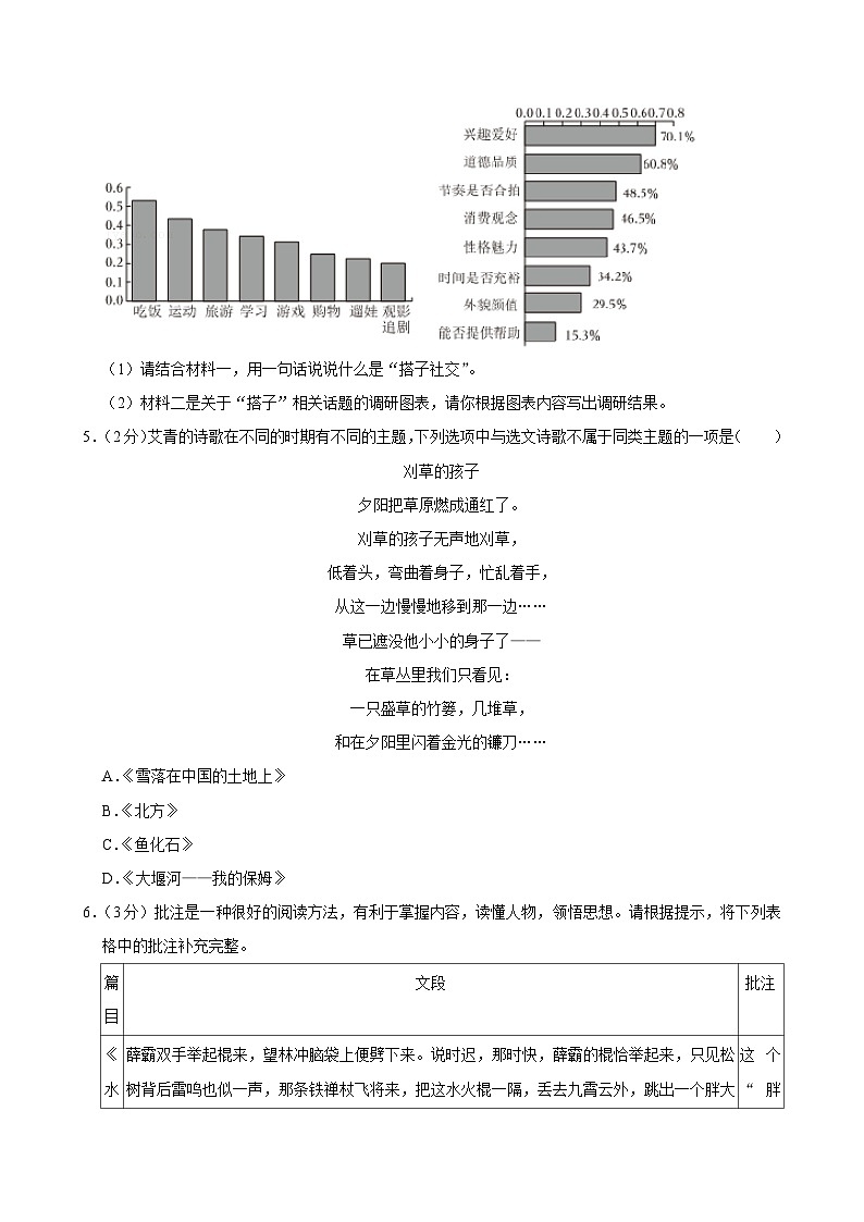 2024-2025学年广东省茂名市茂南区部分学校九年级（上）月考语文试卷第3页