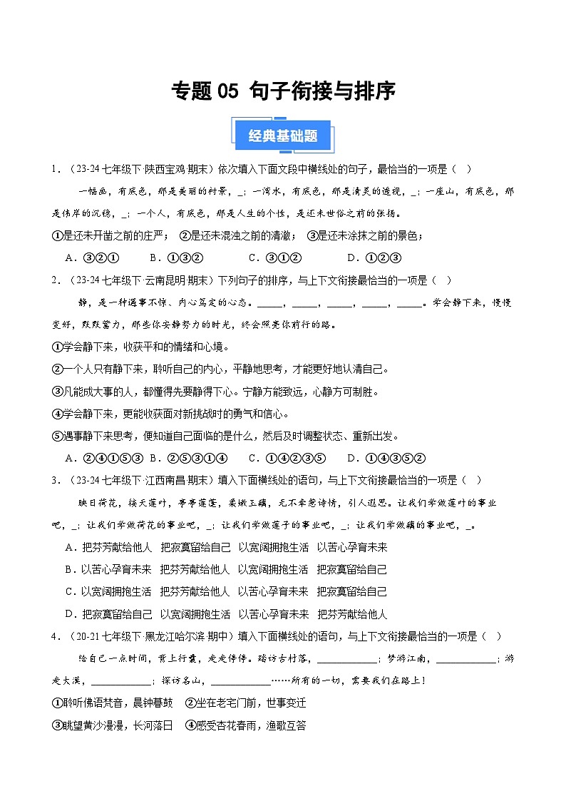 专题05 句子衔接与排序（原卷版）第1页